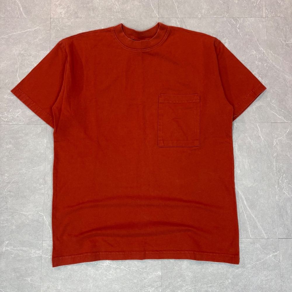 Vintage Hunt Club Mens Pocket T-Shirt Burnt Orange Rust Cotton Made in USA Small